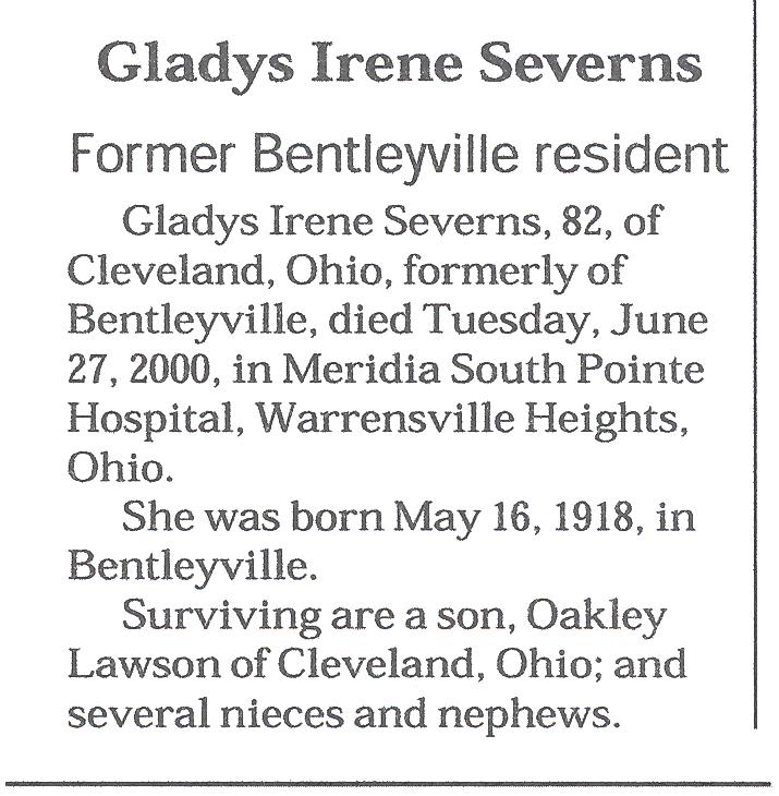 Gladys Irene Severns